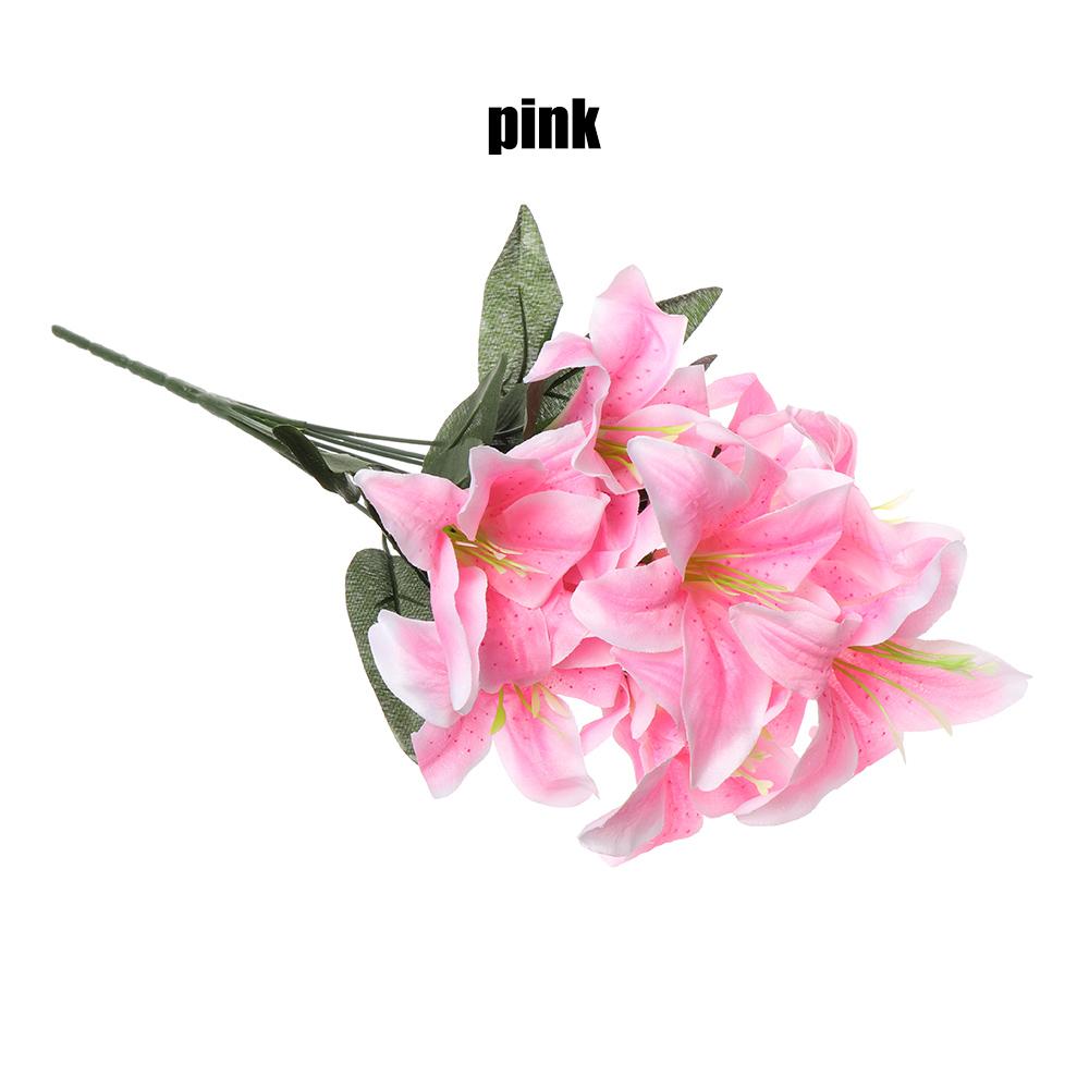 10 Heads Artificial Silk Lilies Flowers European Multicolor Fake Bridal Flower Bouquet Wedding Home Party Decoration Flowers