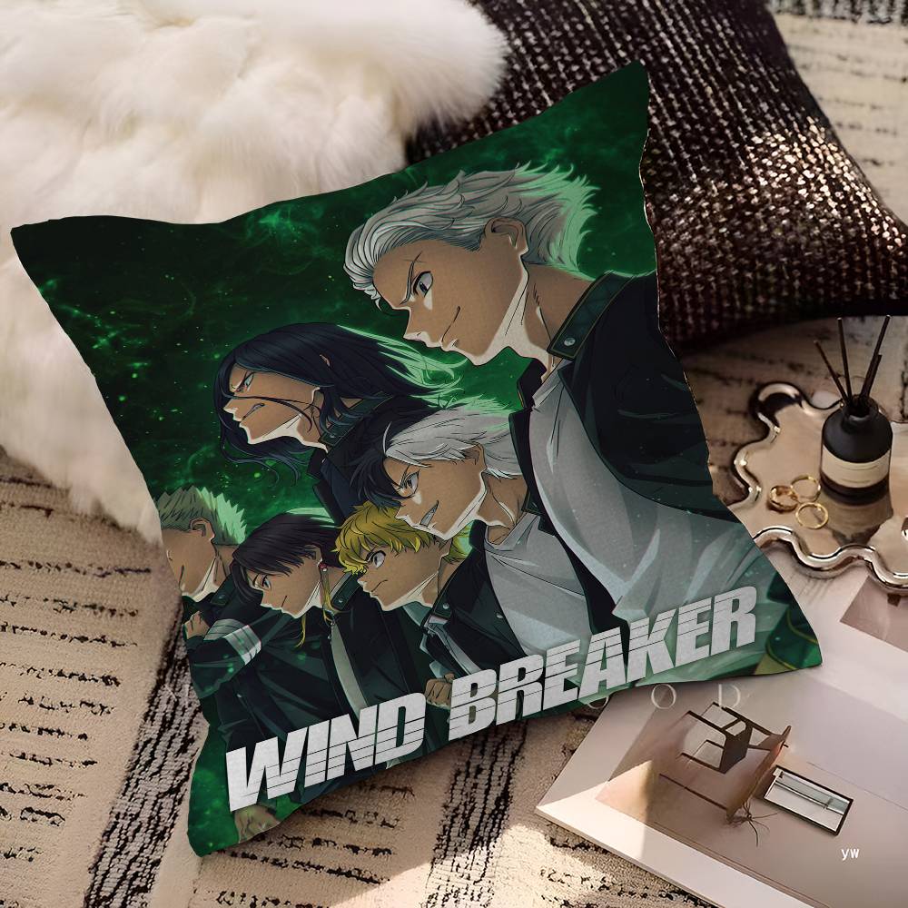 Anime Wind Breaker Pillow Cushion Cover Pillowcase Living Room Sofa Home Decor Customized