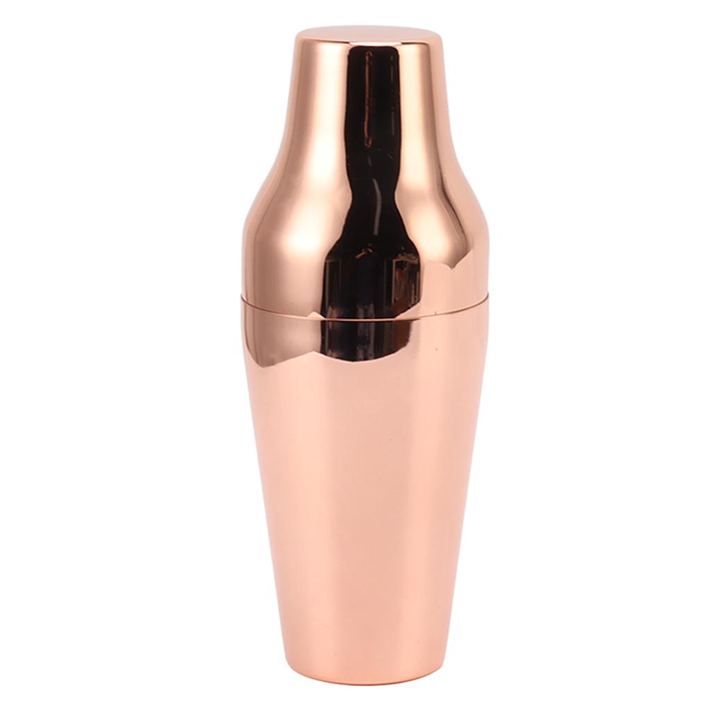 Stainless Steel Drink Shaker French Style 2 Section Martini Mixer Drink Shaker for Bar Home Camping Picnic Rose Gold