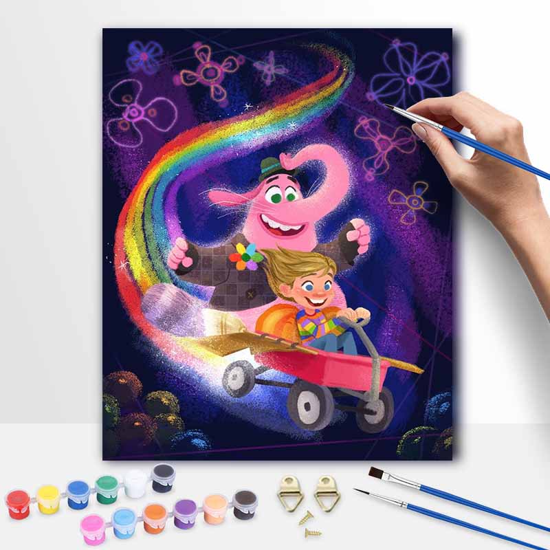 Disney oil painting Inside Out Bing Bong and Riley art handmade diy painting home decoration gift 20x30cm