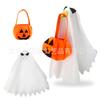 Halloween Porch Goose Ghost Costume with Pumpkin Bucket Accessory Lightweight Fabric and Adjustable Fit for Outdoor Decoration and Festive Display