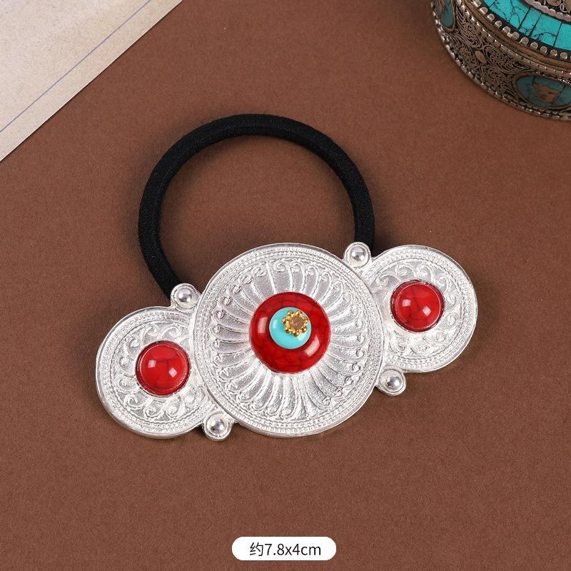 Tibetan Women's Head Flower Headgear Tibetan Hair Rope Rubber Band Tibetan Clothing Accessories Tibetan Dance Performance Xizang Hair Accessories