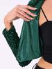 Allegra K Women's Sequined Cropped Bolero Cardigan with Open Front, Dark Green, Size M