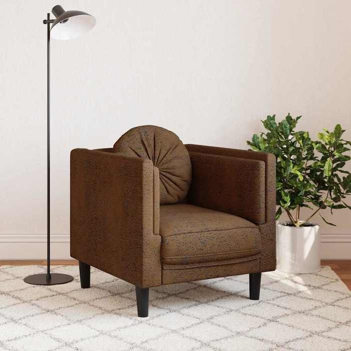 VidaXL Fauteuil avec Coussin, Chaise de Relaxation avec Accoudoirs et Dossier, Siège avec Pieds, Fauteuil TV de Salon, 372631