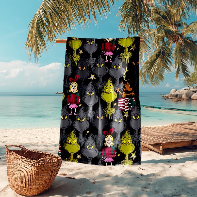 Grinch beach towel Outdoor camping Beach towel for vacation swim Outdoor pool Absorbent bath towel