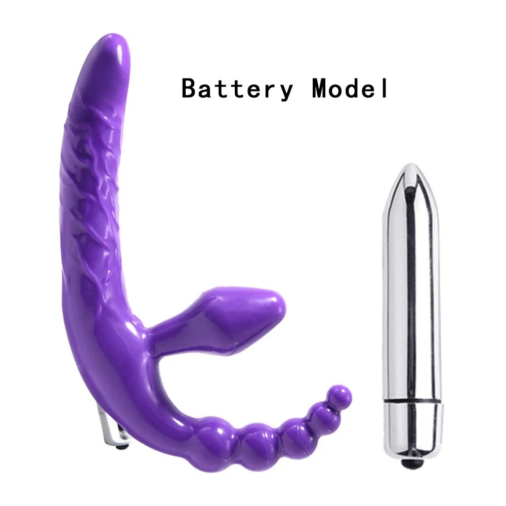 Strapless Strapon Dildo Vibrator Big Butt Plug Anal Toys for Adults Strap-ons for Sex Lesbian Double Dildo Vibrators Clitoral Vaginal Anal Stimulator
