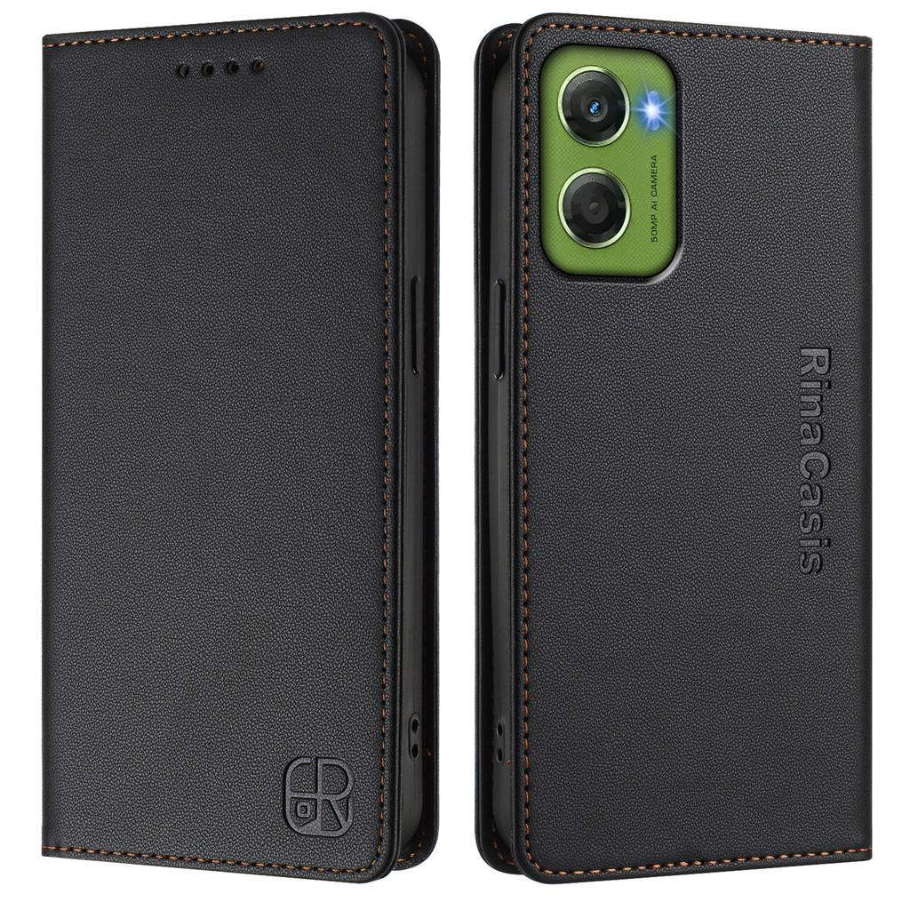 Für Motorola Moto G06 4G Lederhülle RINACASIS RC01 Handyhülle mit RFID-Blockierung Geldbörse Ständer