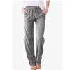 Women's Solid Color Cotton and Linen Spring and Summer  Drawstring Loose Casual Wide-leg Trousers