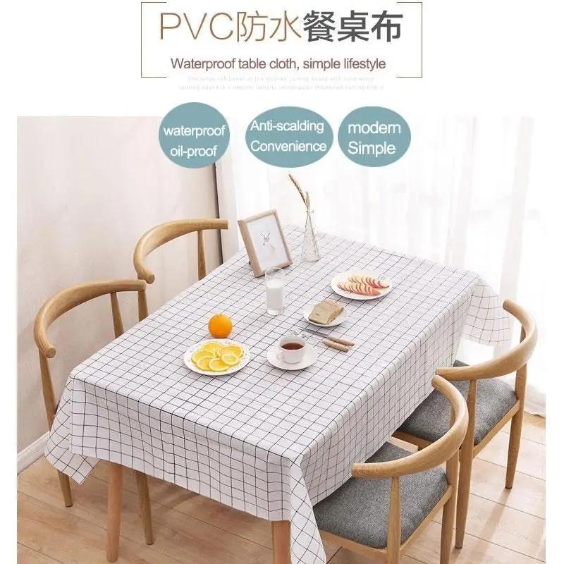 Household Fashion Simple Plaid Rectangular Oilproof Tablecloth Waterproof Table Cloth 137*180cm Accessories Home Decor