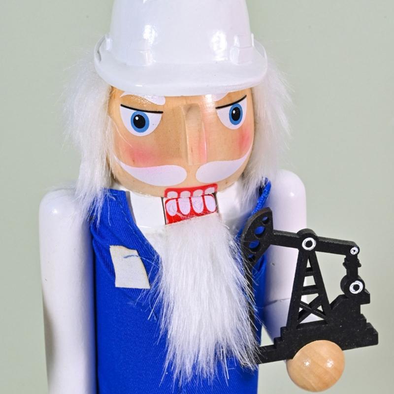 Christmas Nutcrackers Ornament Small Wooden Engineer Christmas Decorations Nutcrackers Figure Ornament for Table Shelf
