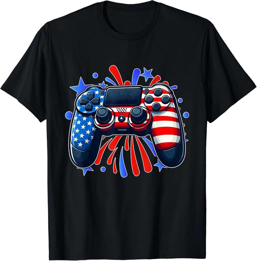 4th Of July Video Gamer US Flag Gaming Patriot Boys Gift Unisex T-Shirt