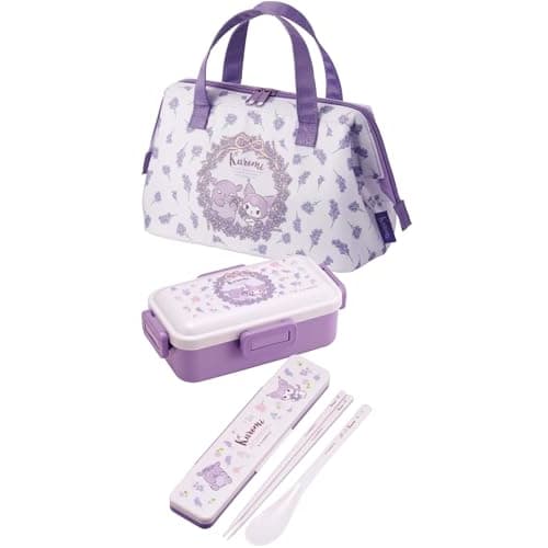 Skater Lunch Bag, Insulated, Clasp Closure, Women's, Sanrio, Kuromi, Flower Wreath, KGA1-A