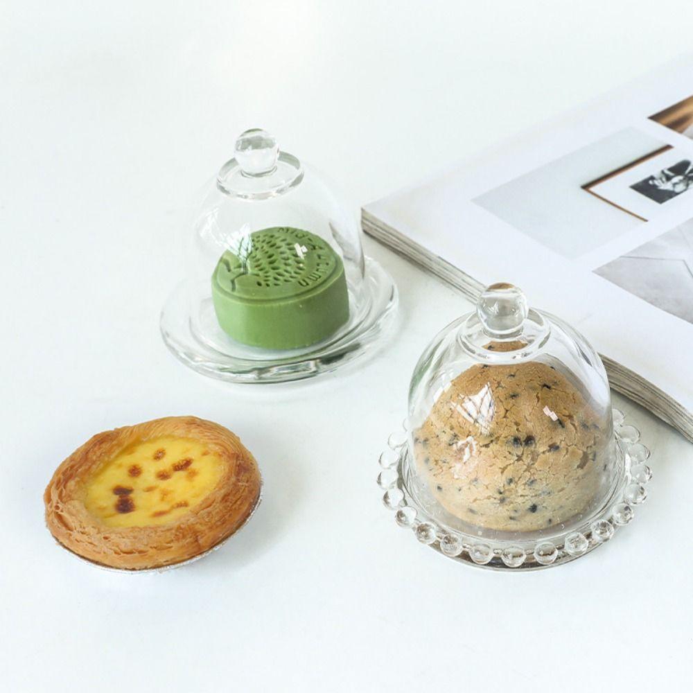 Glass Craft Cake Serving Tray With Lid Dessert Table Ornaments Dessert Storage Stand Birthday