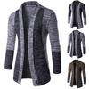 Retro Men Patchwork Long Sleeve Slim Fit Knitted Sweater Cardigan Coat Outwear
