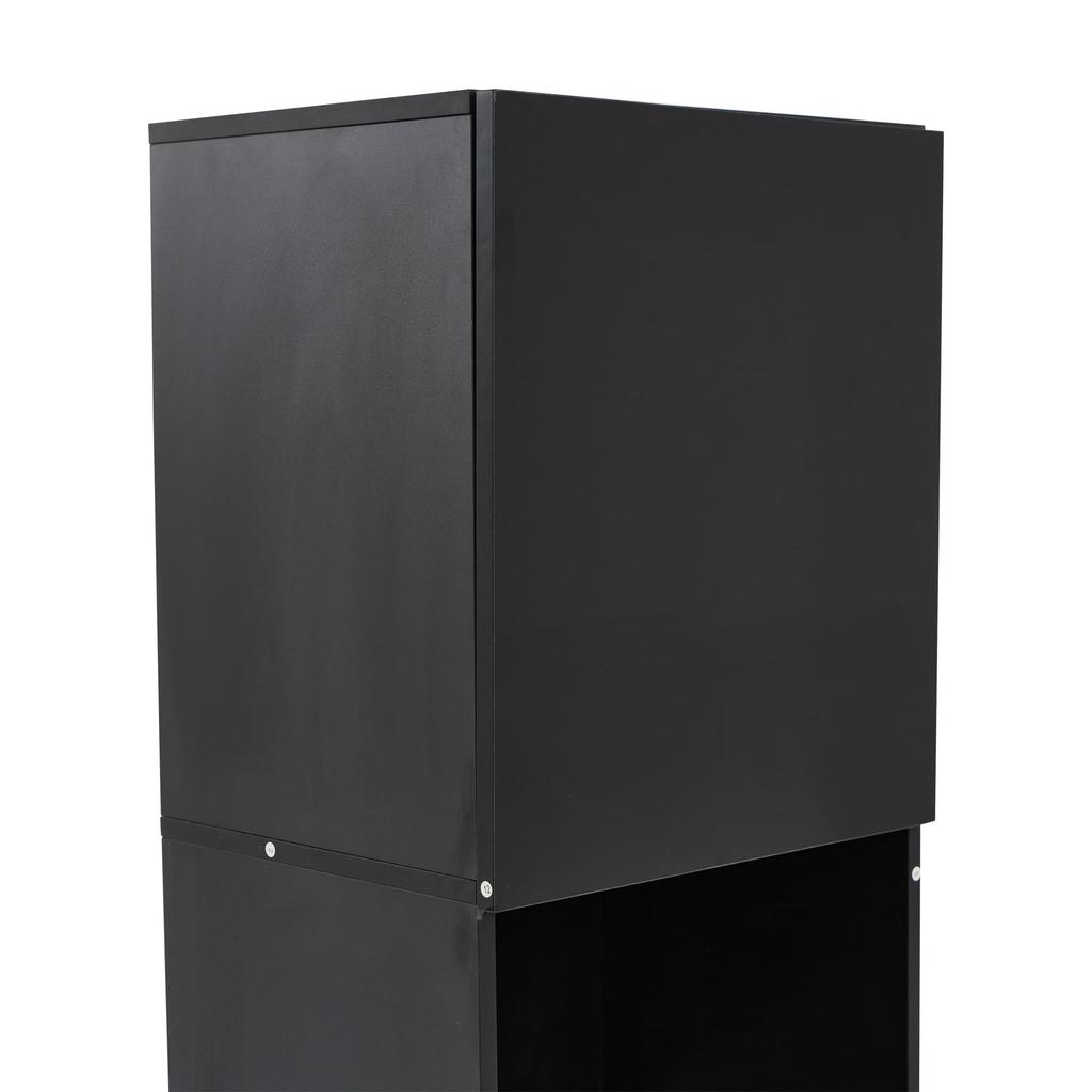 160cm, Glasvitrine Schwarz Hochglanz - Moderne Kommode viel Stauraum, Hochschrank Highboard, Schrank Wohnzimmer Küche Esszimmer Büro