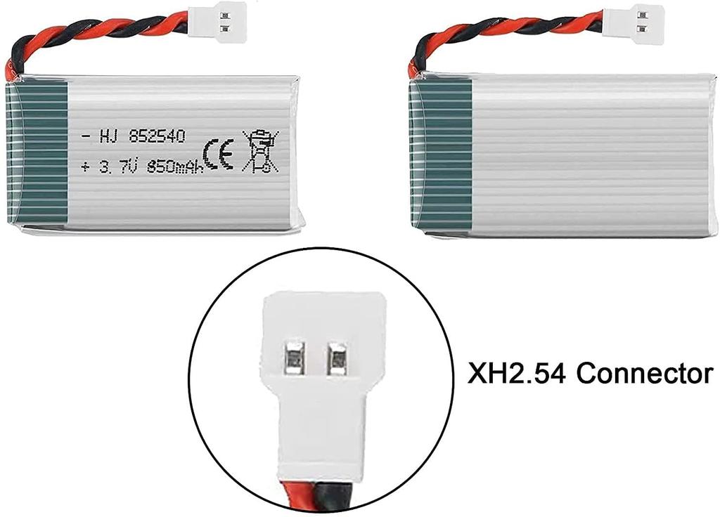 Set of 4 LiPo Rechargeable Batteries 3.7V 850mAh – Compatible with Syma X5SC X5SW RC Quadcopters – Silver – 48x25x14mm – 20g