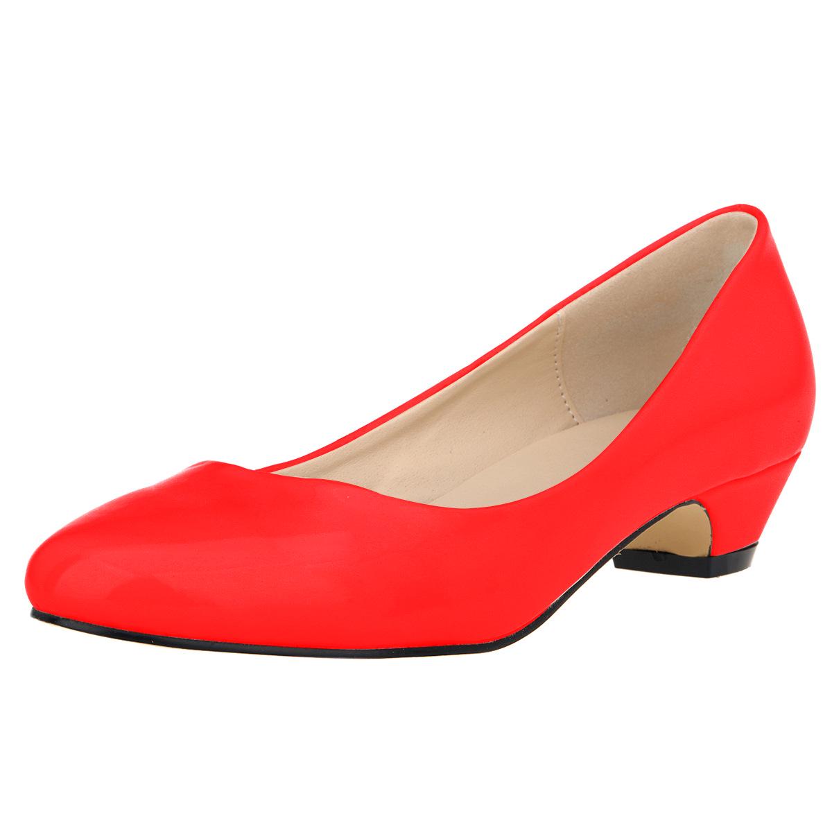 

Женские повседневные туфли-лодочки с острым носком, удобные балетки на толстом каблуке, туфли-лодочки на низком каблуке для офиса, туфли-лодочки для женщин 35 красный
