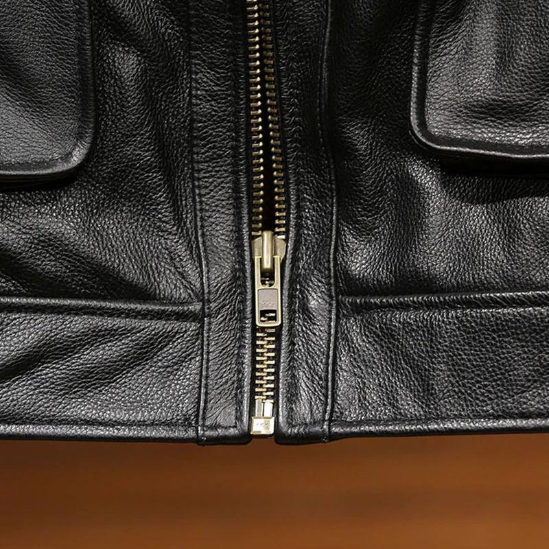 Europe the United States bio-hazard movie hero real leather jacket men three-dimensional lapel hunting suit Real garment