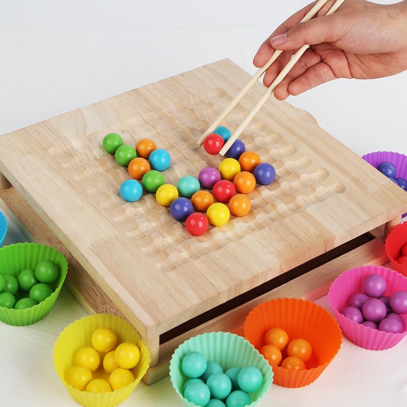 Zwei-in-Eins Holzrettich-Memory- & Stäbchenspiel für Kinder