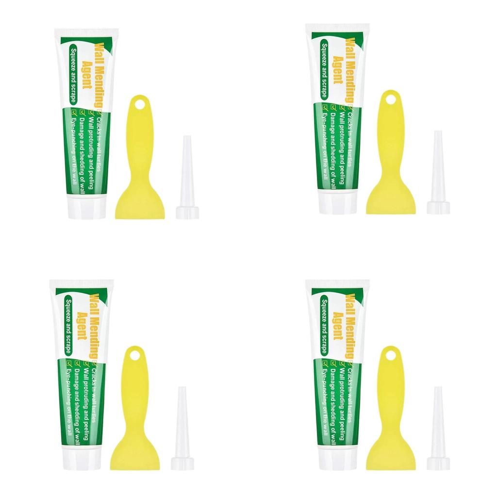 1/4SET Wandreparaturmittel 100g Wandreparaturcreme mit Schaber Farbe Gültig Schimmelresistent Schnelltrocknend Flicken Nagelloch Wiederherstellung Wand