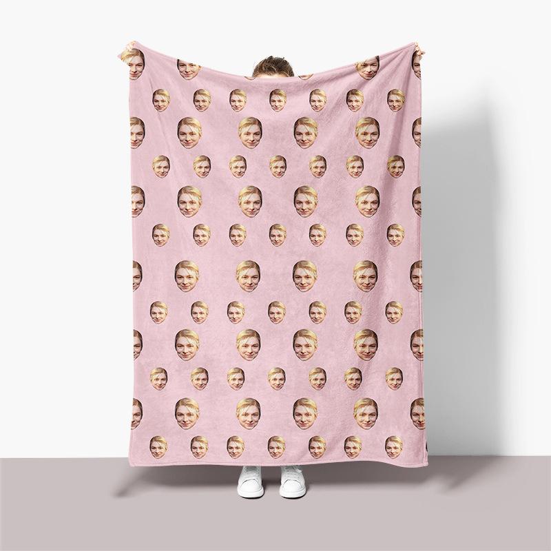 Rosa Hintergrund Foto Gesicht Haustierporträt Mit Bilddecke Personalisierter Stil Flanelldecke