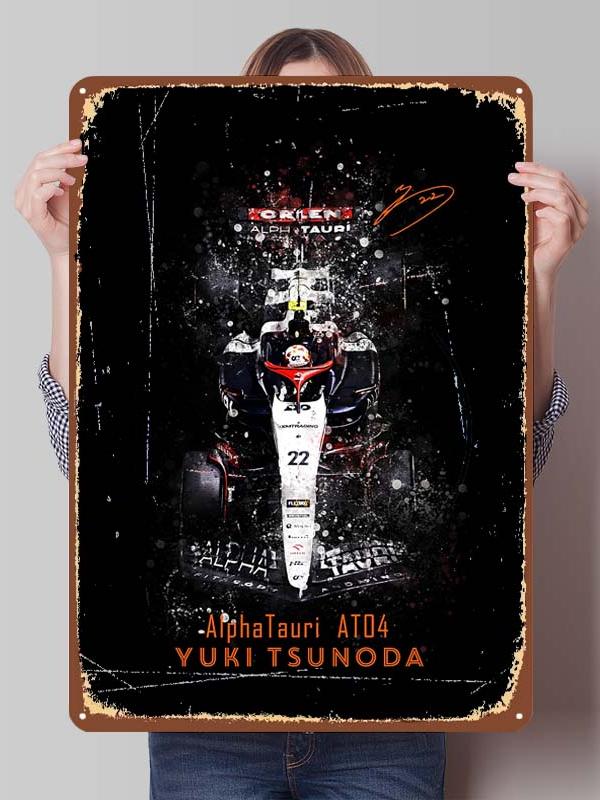 Yuki Tsunoda Racer Posters F1 Racing Metal Signs Decor for Room Decoration Custom Tin Plates for Wall Art Decoration Retro Home