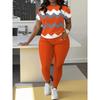 Damen Stretch Kurzarm T-Shirt Hohe Taille Lange Hosen 2-teiliges Workout Yoga Outfit