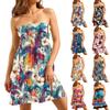 Women's Casual Fashion Strapless Floral Print Sleeveless Dress