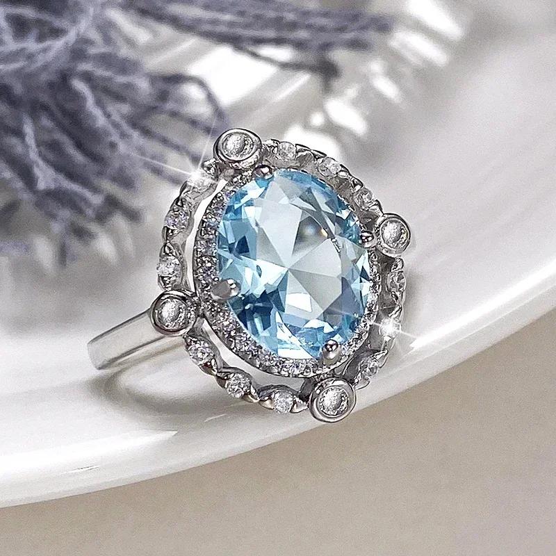

2026 New Sky Blue Cubic Zirconia Ring Series Women s Romantic Engagement Wedding Accessories Elegant Party Zircon 6