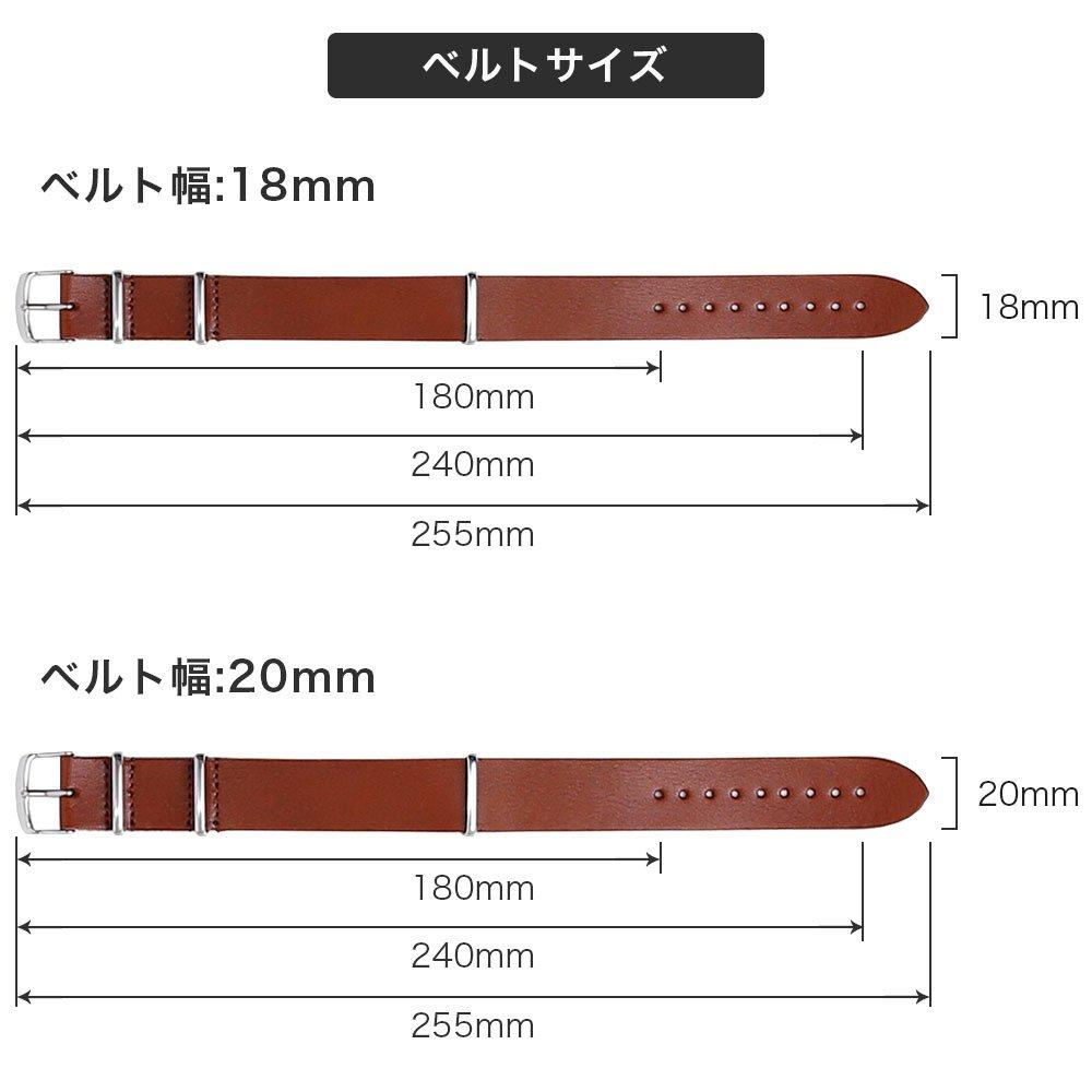 Watch Band Genuine Leather Strap 20mm Watch Strap Silver Tochigi Leather Made in Japan a66178747 Black [Mobile Plus]