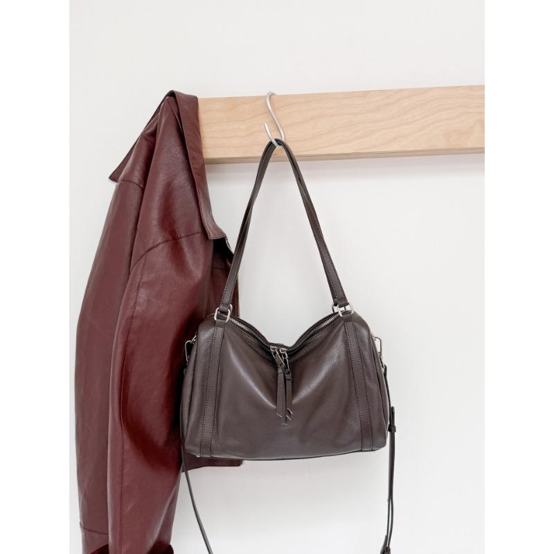 Ladies' Bag Single-shoulder Retro Boston Large Capacity Genuine Leather Large Bag