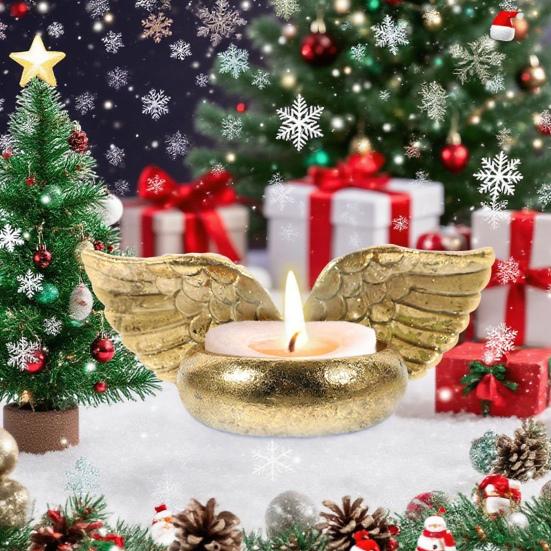 Andělská křídla svícen pryskyřice vintage styl svícen modlitba čajová svíčka svícen pro domácí svatební vánoční kostelní dekoraci