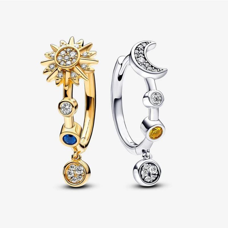 New 925 Sterling Silver Star Moon Earrings for Women Sparkling Zircon Ear Studs Luxury Romantic Fine Jewelry Gift for Girl