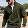 Spring Autumn New Men's Fleece Sweatshirt Stand-up Collar Half Zipper Pullover Long Sleeve Sweatshirt Corduroy Trend Men's Tops