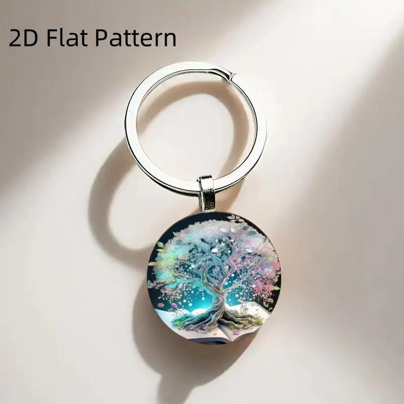 

1PC Gorgeous Tree of Life Pattern Time Gem Zinc Alloy Keychain