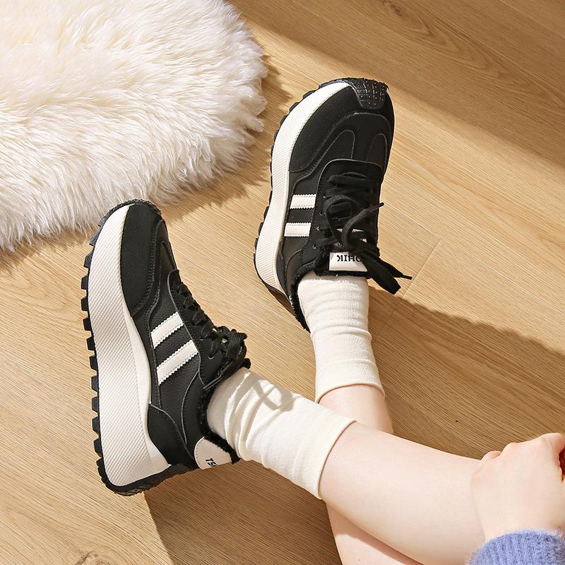 BN new autumn and winter thick-soled heightening velvet leather board shoes for sports shoes students