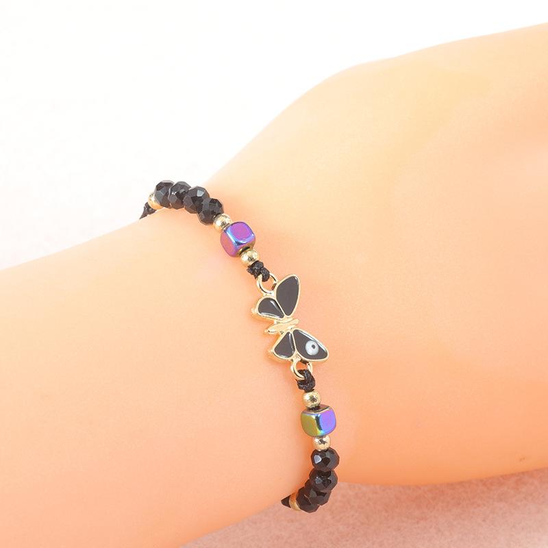 Cute Animal Butterfly Multicolor Crystal Small Round Beads Bracelets for Women Boho Rainbow Rope Bracelet Wristband Jewelry Gift