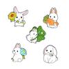 Rabbit Holding Radish Sunflower Four Leaf Clover Animal Enamel Brooch Pin Badge Decorative Jewelry Style Brooches For Women Gift