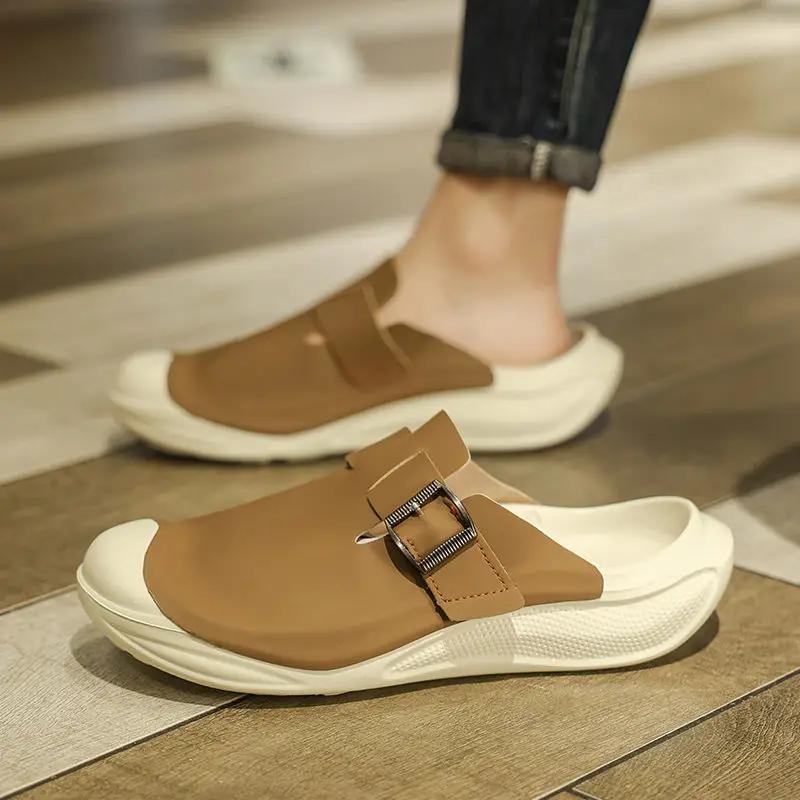 

Fashion Slides Half Flat Outdoor Designer Luxury Men s Shoe Y2k Elegant Low Price Cheap Shoes Liquidation Summer Sale Male Slipper Brown 39