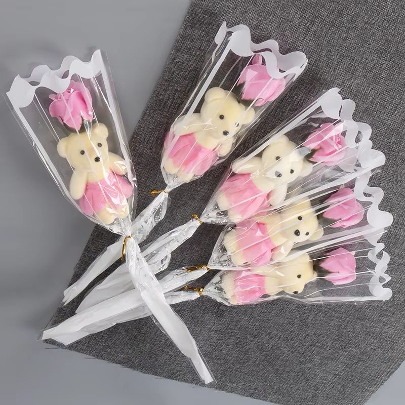 1/3/5 Stück Rosenbär Künstliche Blumenstrauß für Valentinstag DIY Geschenk Schmuckstück Hochzeitsdekoration Partyzubehör Heimdekoration