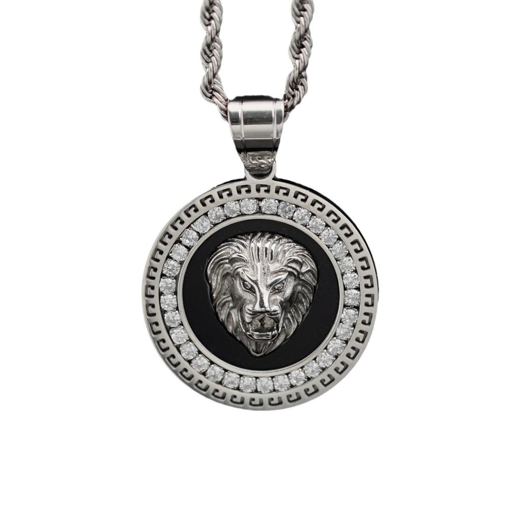 Hip Hop Gold Color Plated Iced Out Micro Pave Cubic Zircon Lion Head Pendant Necklace Charm for Men Jewelry Gifts