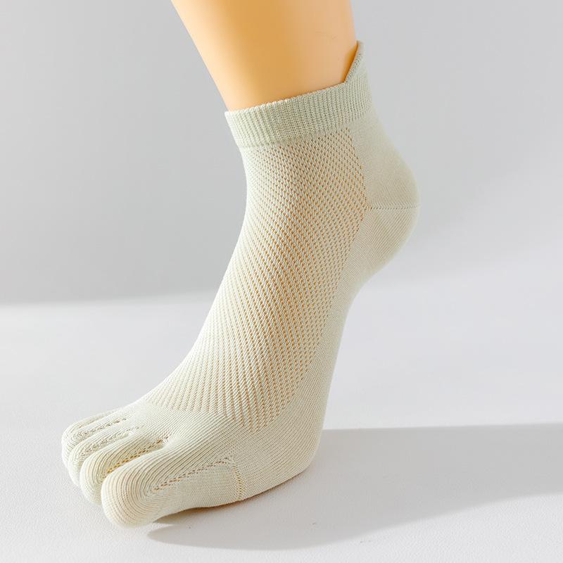 Female Summer Mesh Cotton Anti Pilling Anti Skid Short Tube Five Finger Socks