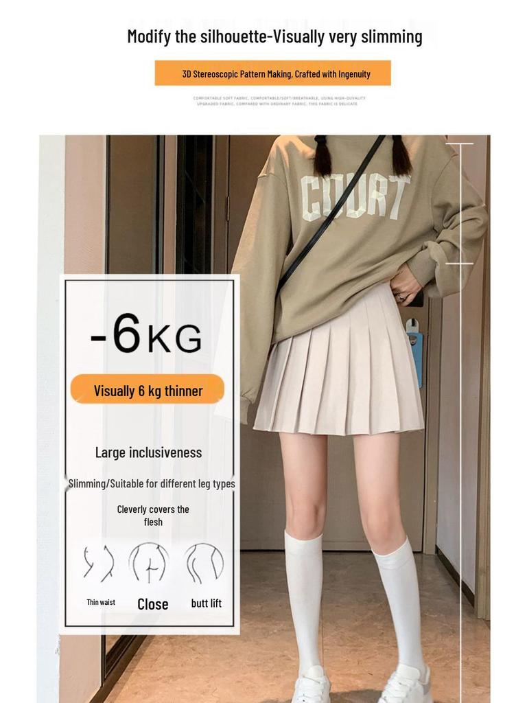 New 2024 Women's High Waist Black Pleated A-line Skirt - Short, Slimming, Summer to Autumn Style