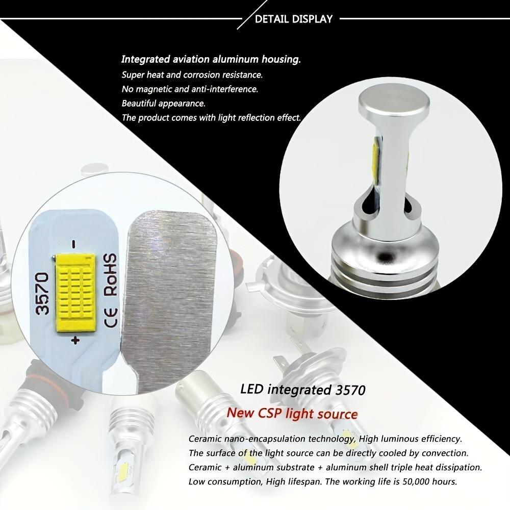 2Pcs H11 H9 H8 3570 Chip LED Fog Light Bulbs 6000K White Super Bright Waterproof Headlight Driving Bulb Car Accessories