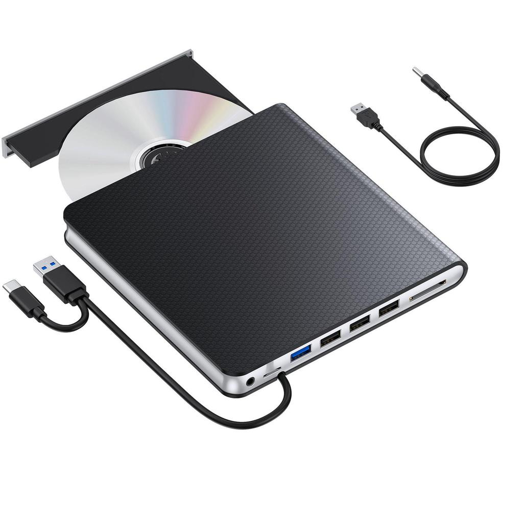 7-in-1 Multifunktionaler USB-C Externer DVD-Brenner & SD-Kartenleser