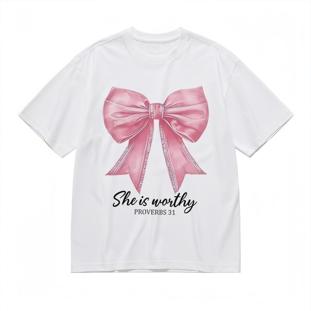 

Women s Fashion All Season Comfy Classic T-Shirt Butterfly Bow Design Tee L