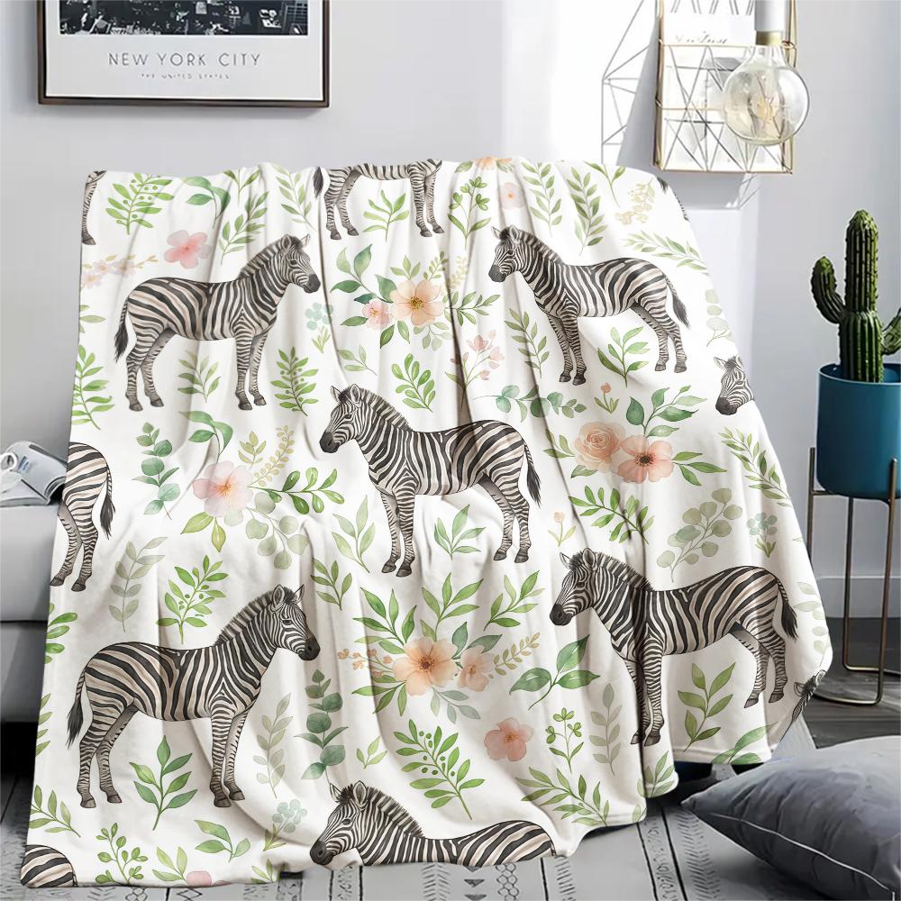 Fresh animal flowers Print Flannel Blanket High quality Comfortable for All Seasons Home Decor Warmth and Comfort Perfect for Christmas Gifts