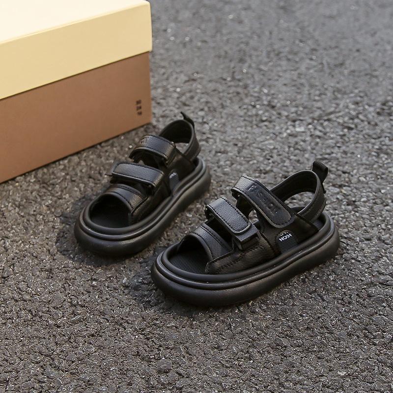Kids Black Velcro Strap Platform Sandals 26 чёрный