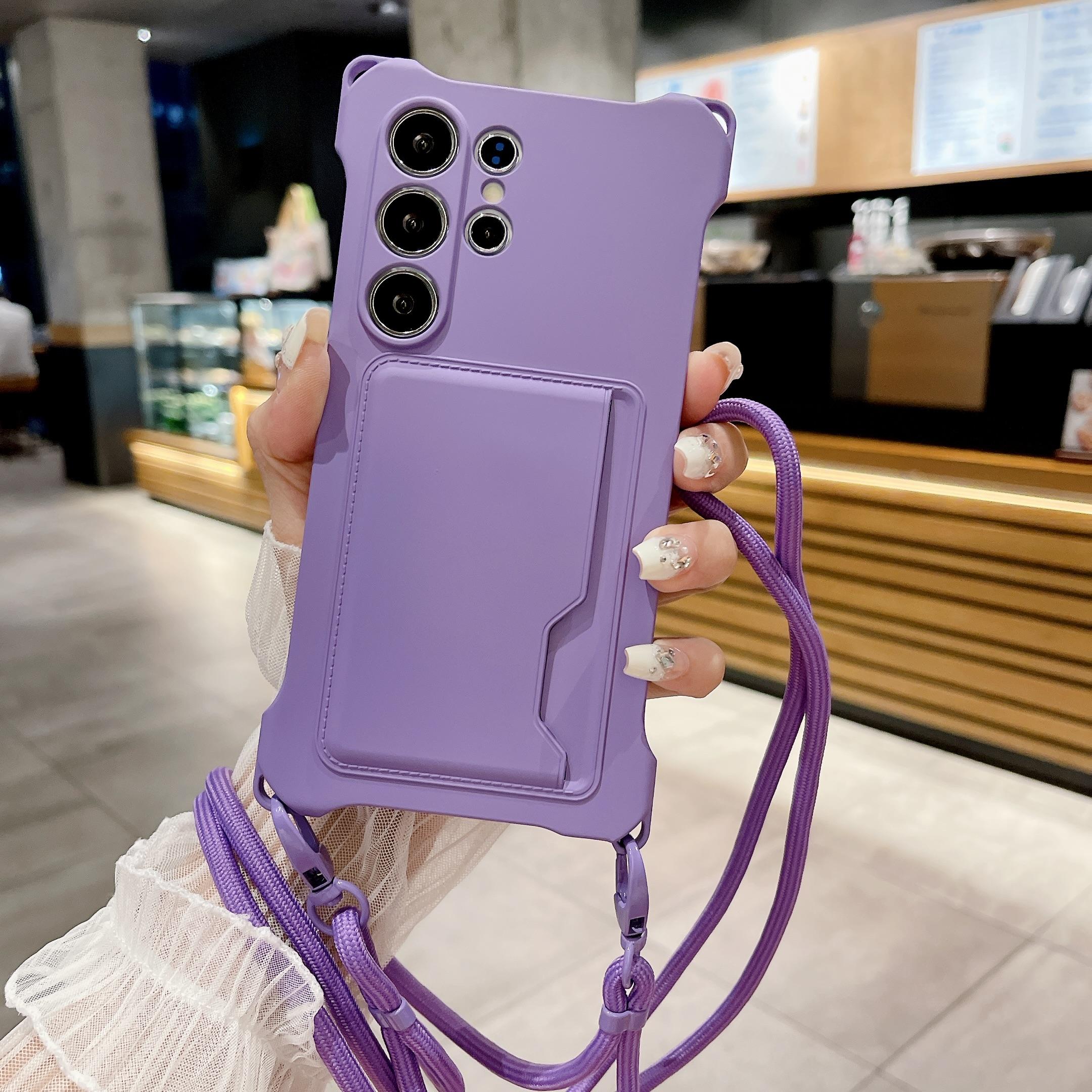 

Чехол-держатель для карточек с ремешком через плечо для Samsung Galaxy S24 S22 Ultra Plus S23 FE A54 A14 A34 A53 A15 Galaxy S22 Ultra