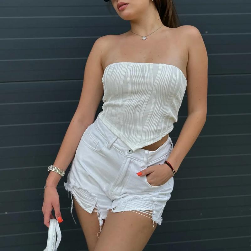 Women Summer Strapless Crop Tube Top Sexy Y2K Clothes Sleeveless Off The Shoulder Tank Top Streetwear Club Party